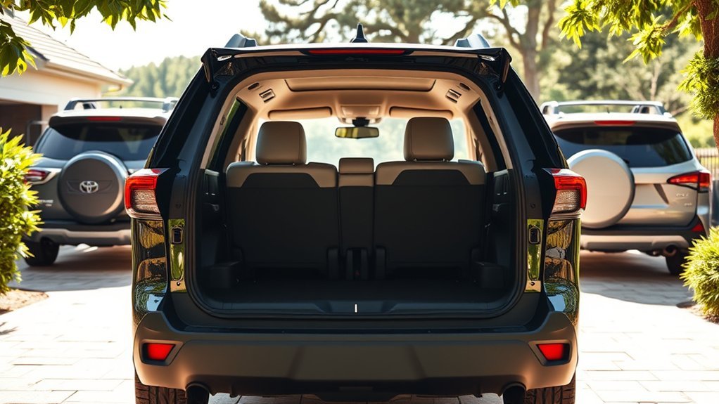 Comparison of the older RAV4 third row with larger three-row SUVs