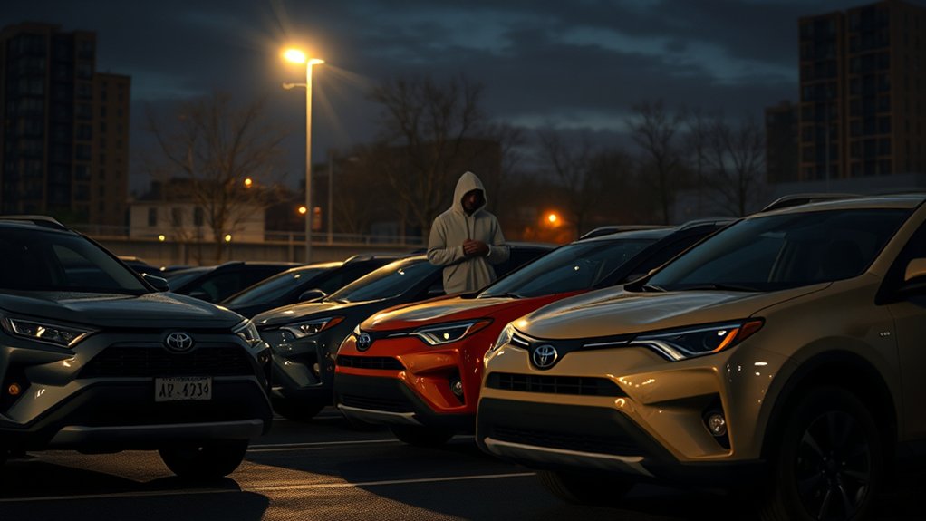 Toyota RAV4 parked securely with theft-prevention measures