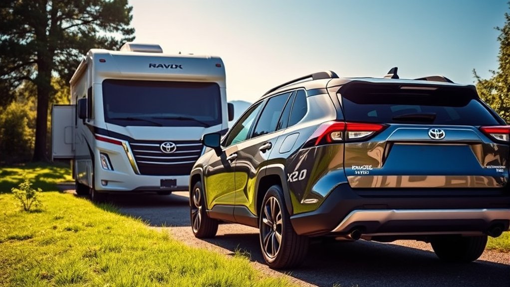 Toyota RAV4 flat towing restrictions behind a motorhome