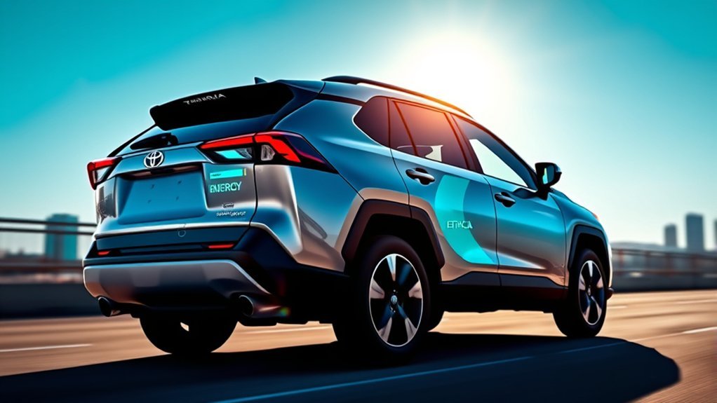 Toyota RAV4 Hybrid regenerative braking converting vehicle motion into battery charge