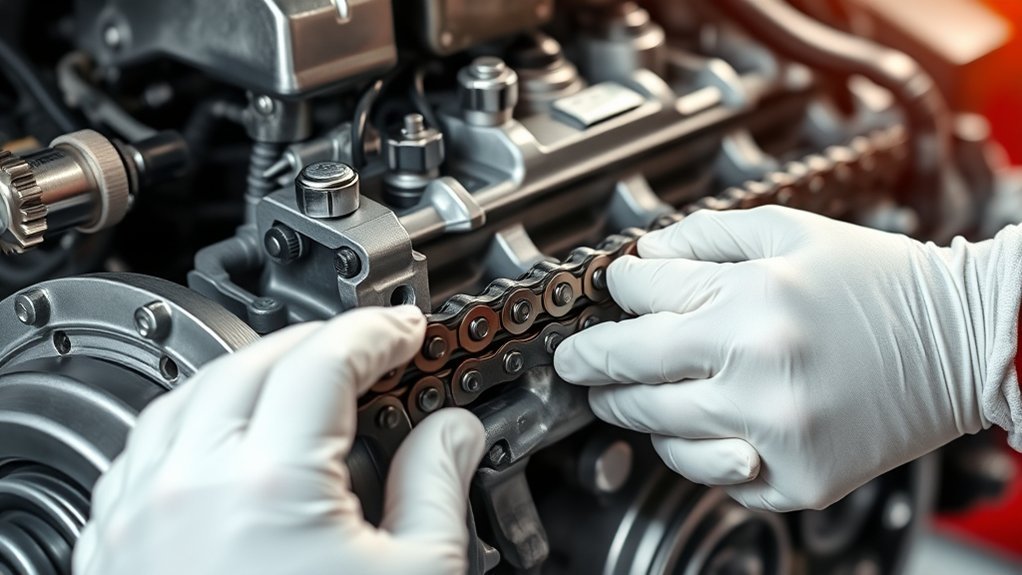 Checking engine oil as part of Toyota RAV4 timing-chain maintenance