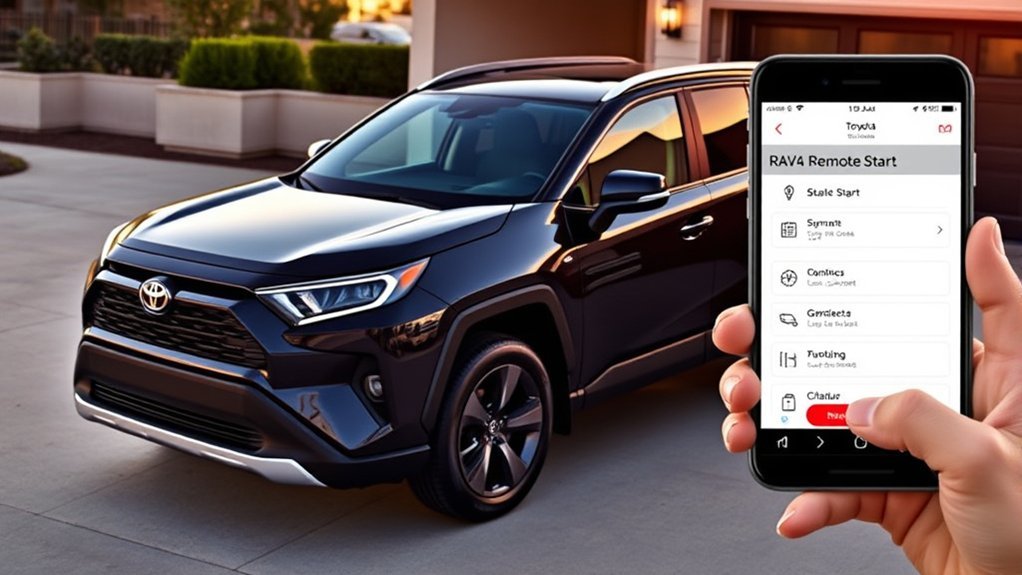 Toyota app screen showing RAV4 Remote Connect vehicle controls