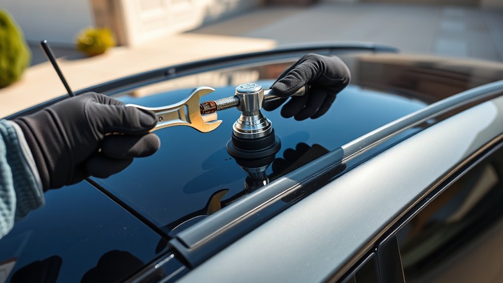 Removing a Toyota RAV4 threaded antenna mast counterclockwise by hand