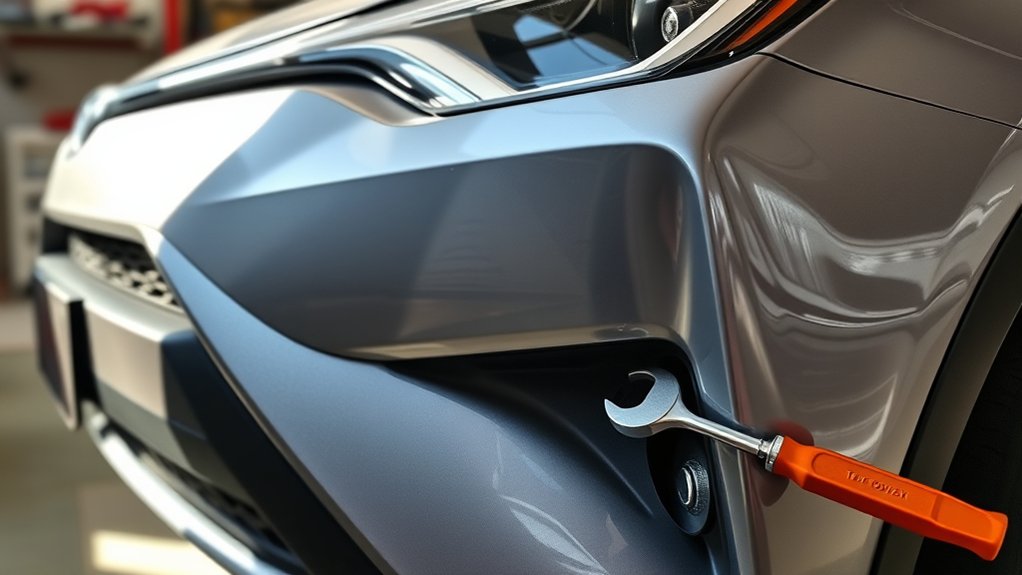 Toyota RAV4 front bumper and headlight assembly replacement area