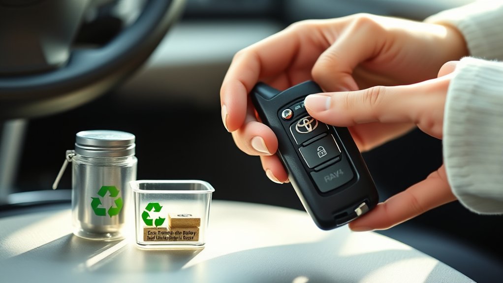 Safe recycling and disposal of used Toyota key fob coin-cell batteries
