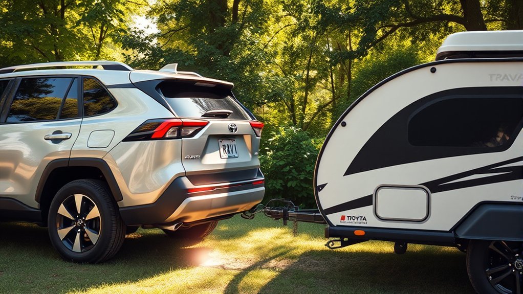 Toyota RAV4 and tent trailer safety inspection before towing