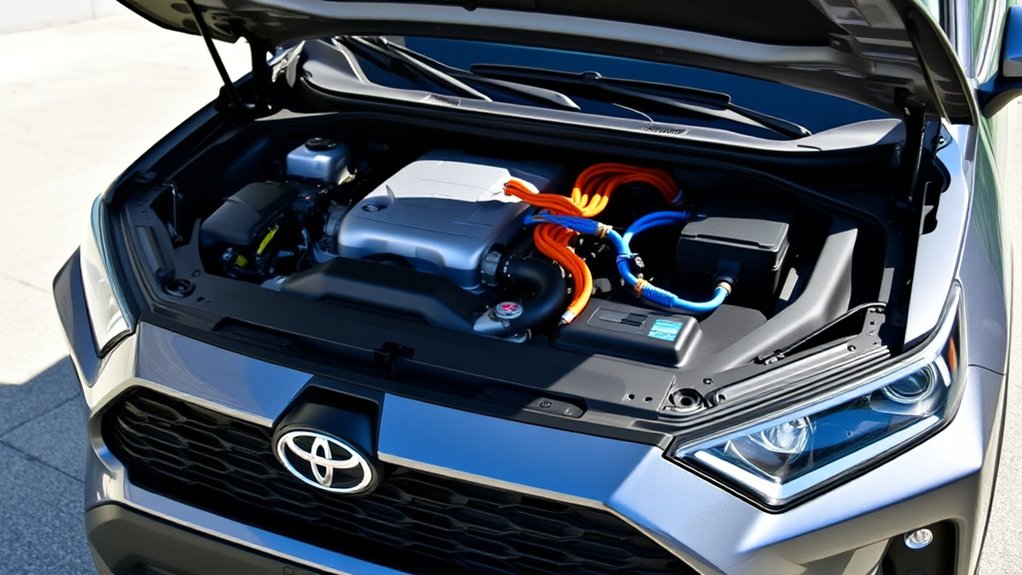 Toyota RAV4 Prime gasoline engine and electric motor power flow