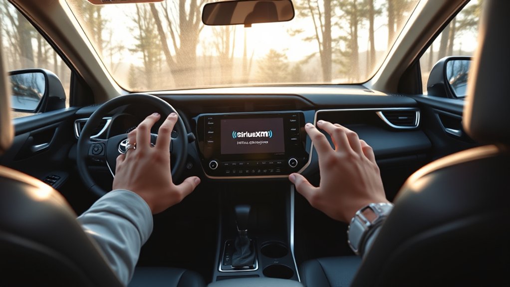 Toyota RAV4 touchscreen showing SiriusXM trial setup