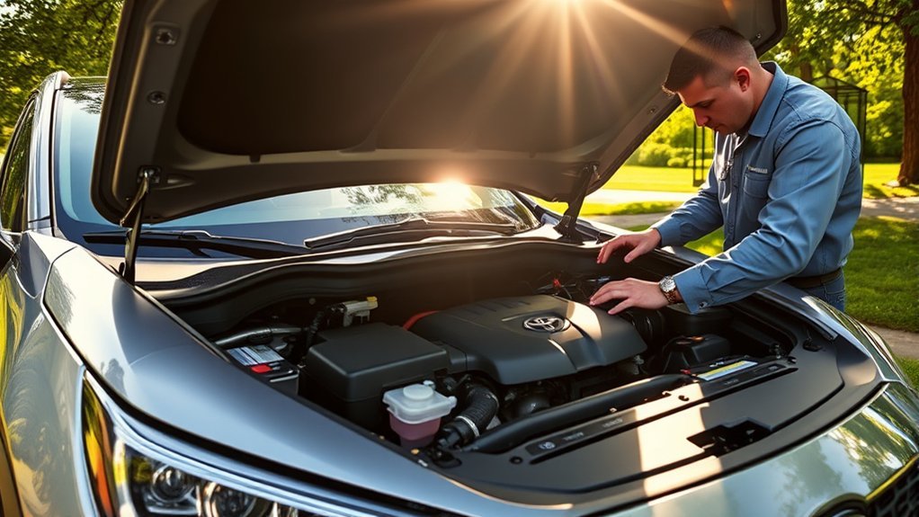 Toyota RAV4 battery and starter components used by the Stop and Start Engine system