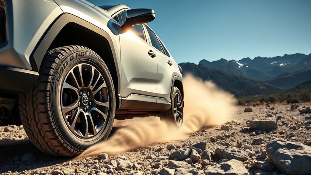 Toyota RAV4 traction control and VSC helping maintain stability on a slippery road