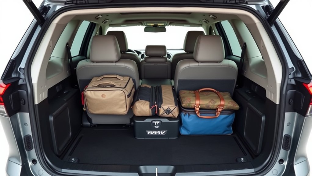 Toyota RAV4 60/40 split rear seats folded for additional cargo room