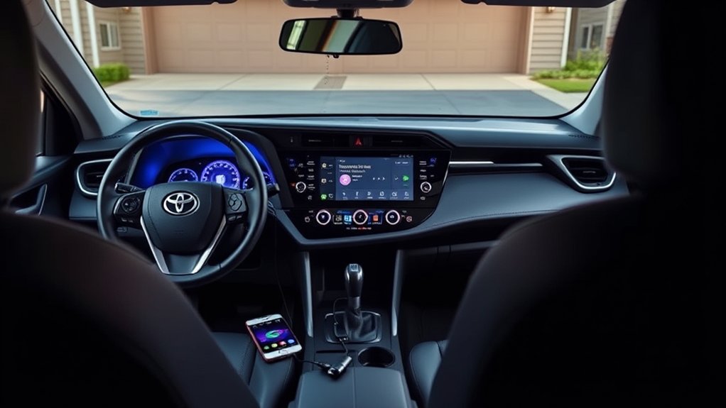 Comparison of wired and wireless Android Auto connections in a Toyota RAV4