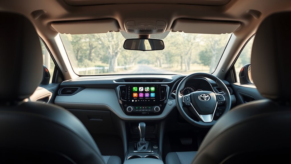 Wireless Apple CarPlay navigation and media displayed in a Toyota RAV4