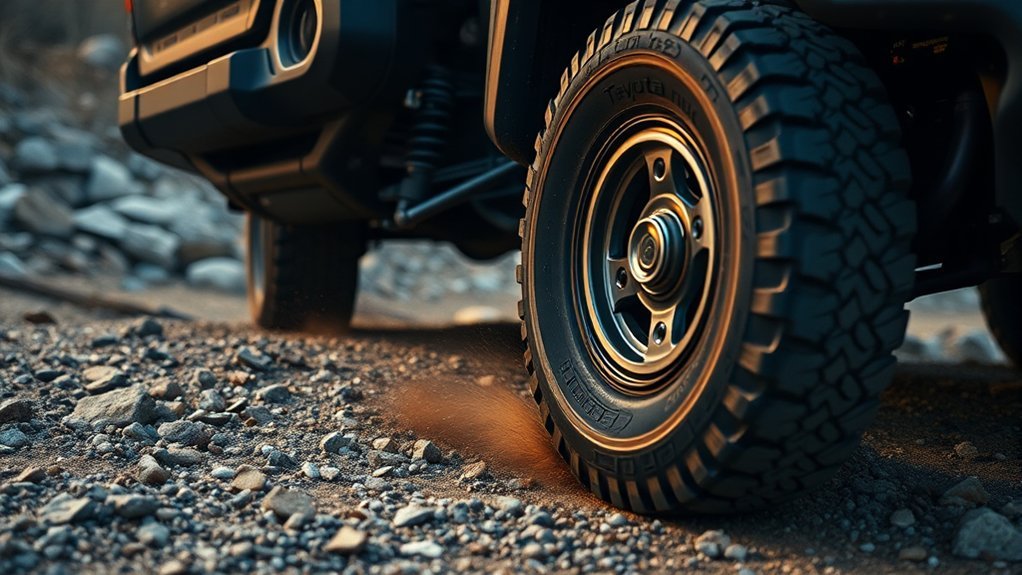 Toyota Tacoma using A-TRAC to improve grip on uneven off-road terrain