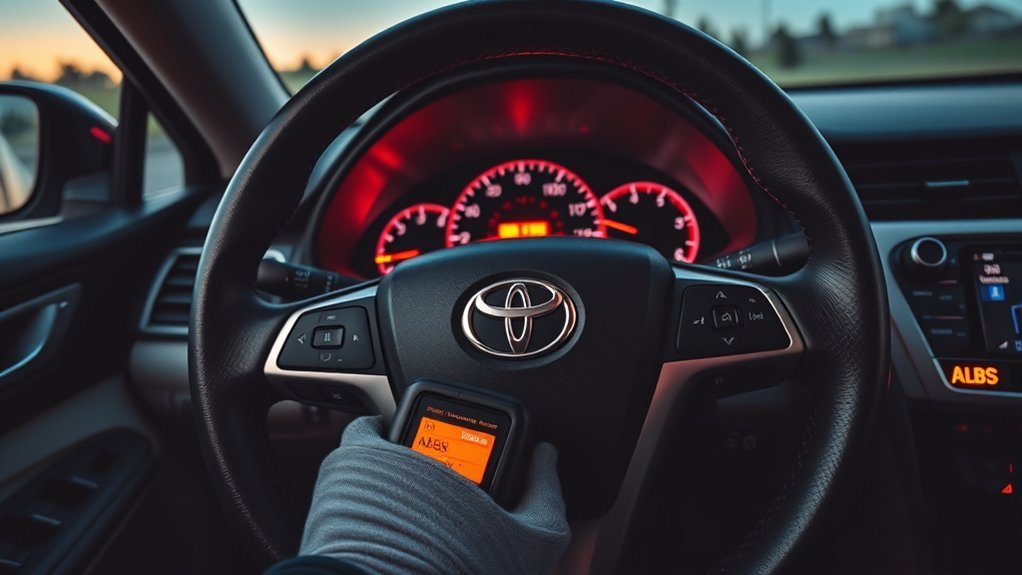 Toyota Camry ABS warning light illuminated in the instrument cluster