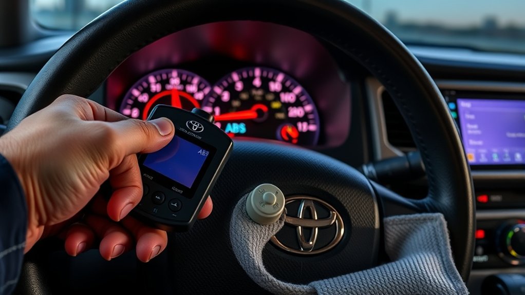 Toyota Tacoma ABS warning light indicating an anti-lock braking system fault