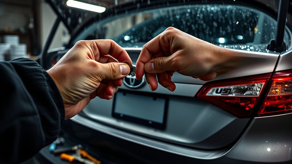 Using a Toyota Camry mechanical key and temporary 12-volt power to access the trunk