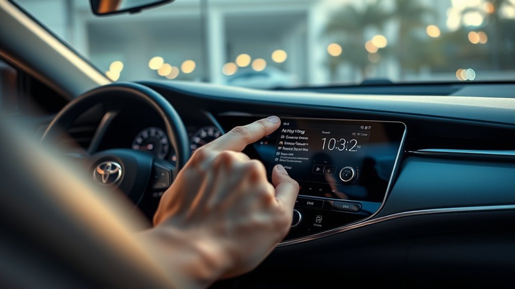 Toyota Camry dashboard clock displaying the correct local time
