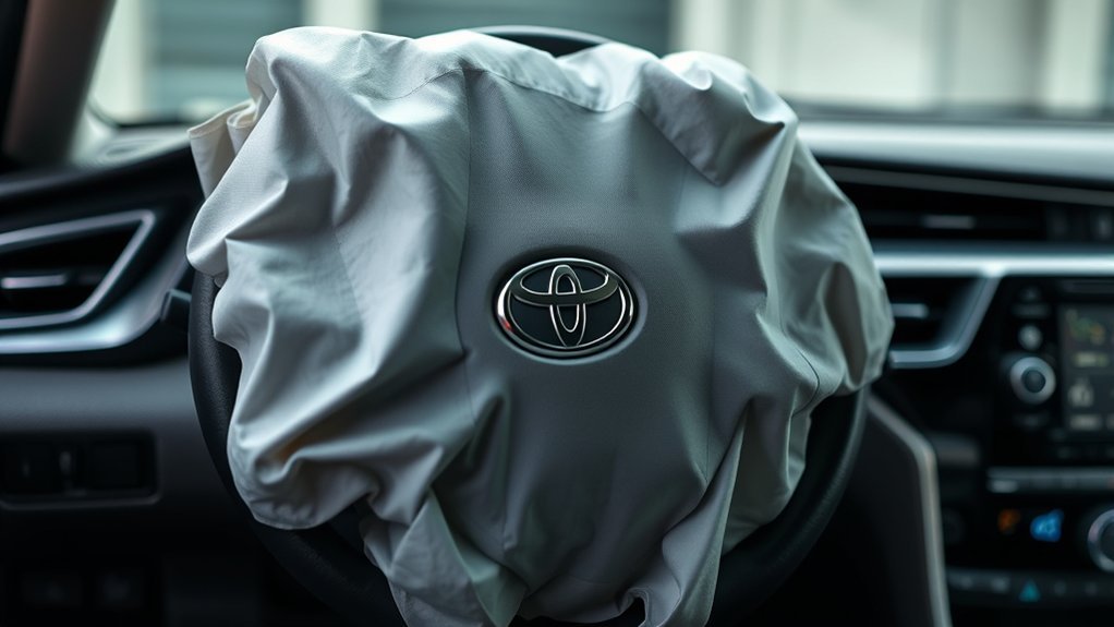 Illustration of airbags, seat belts, and advanced vehicle safety features