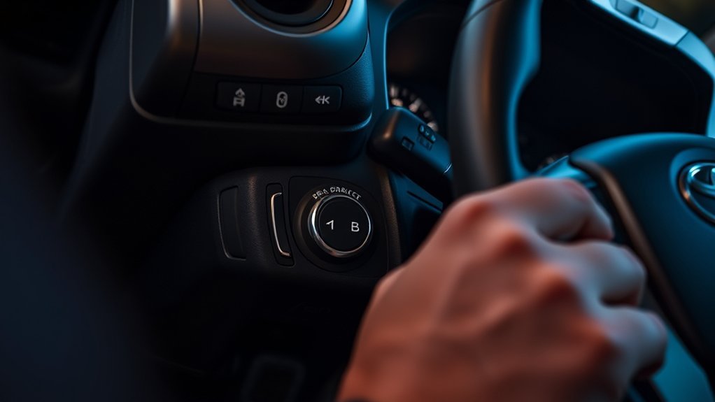 Electronic parking brake controls and indicators in a Toyota Tacoma