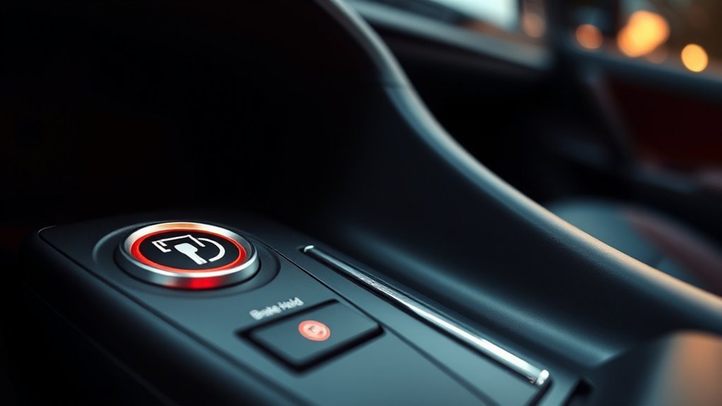 Toyota Camry Brake Hold button and dashboard HOLD indicators during a temporary stop