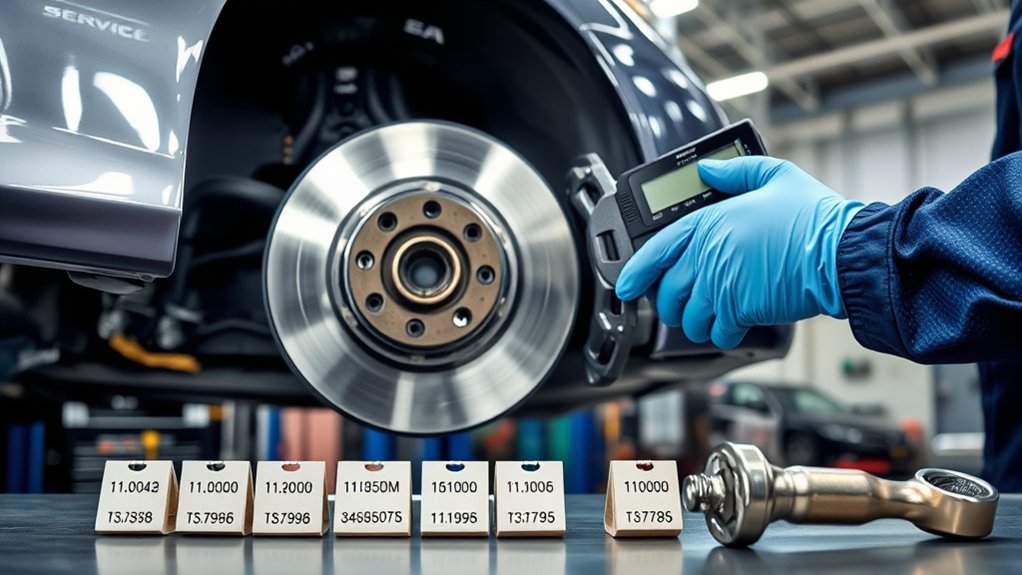 Technician inspecting Toyota Camry brake pads, discs, lines, and hoses