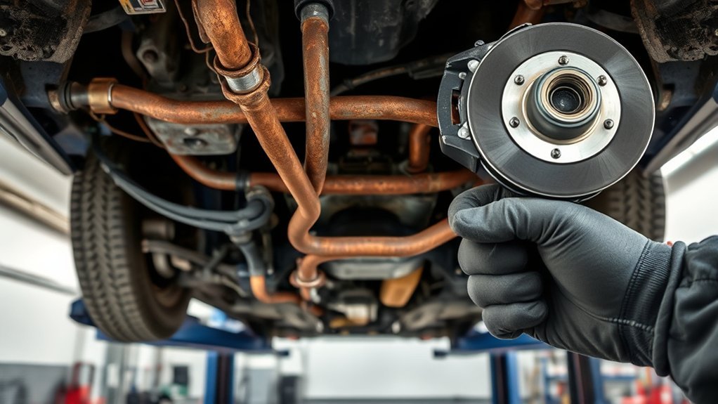 Corroded Toyota Camry brake line showing a potential safety risk