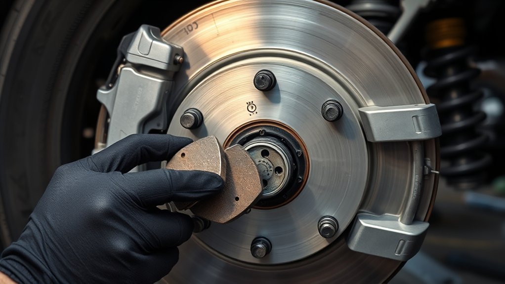 Toyota Camry brake pads pressing against a disc brake rotor