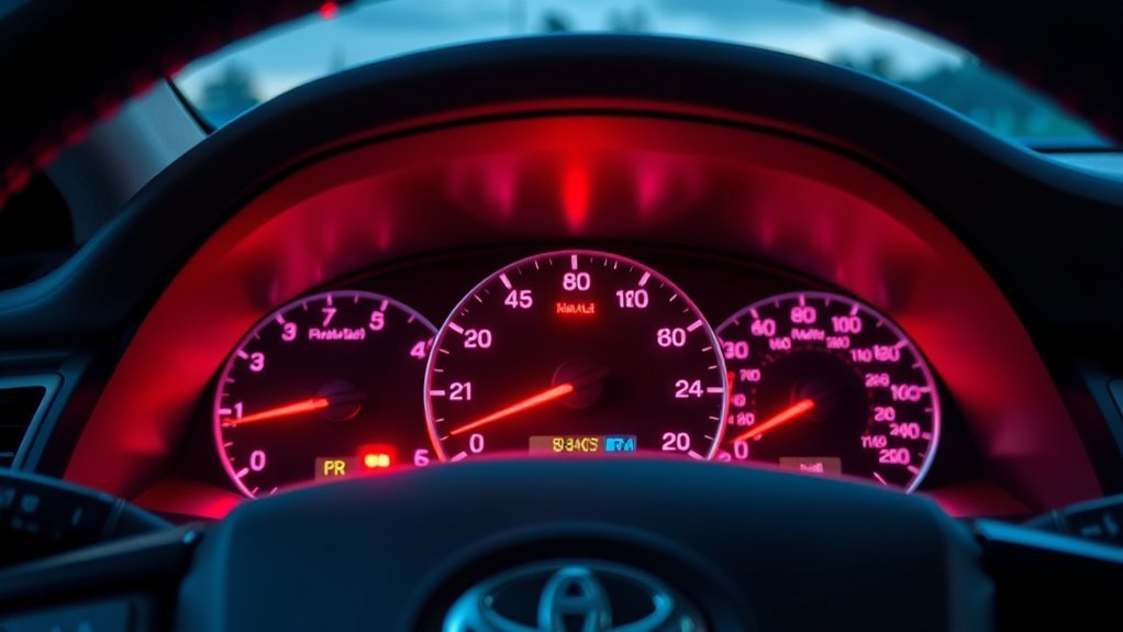 Toyota Camry dashboard showing a brake system warning alert