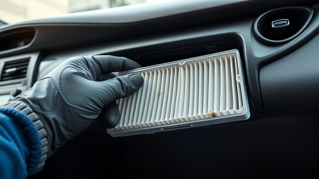 Toyota Camry cabin air filter located behind the glove compartment