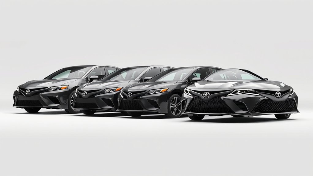 Toyota Camry body style evolution from early sedans and wagons to the modern hybrid sedan