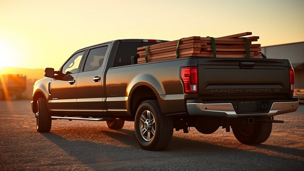 Long-bed pickup carrying bulky cargo with added floor space