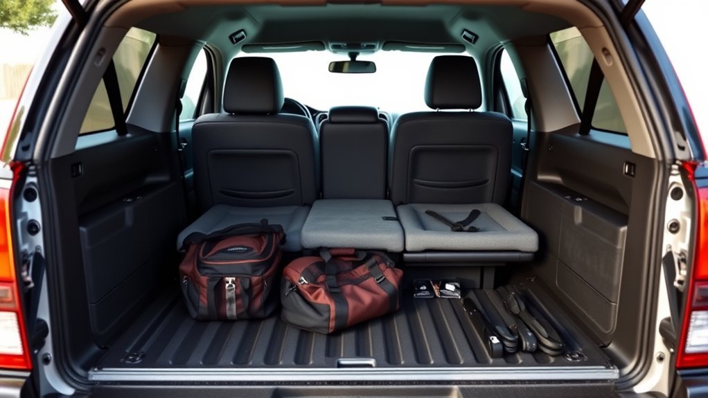 2024 Toyota Tacoma interior cargo storage with folding seats and compartments
