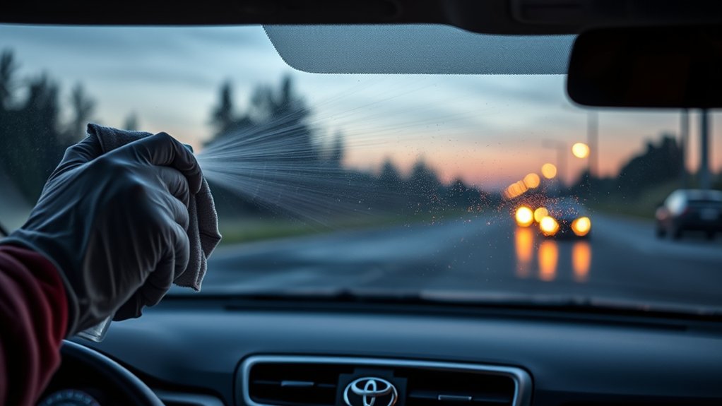 Common causes of haze and film on a Toyota Camry windshield