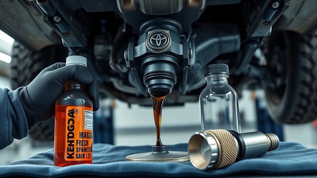 Inspecting Toyota Tacoma manual transmission fluid for contamination and wear debris