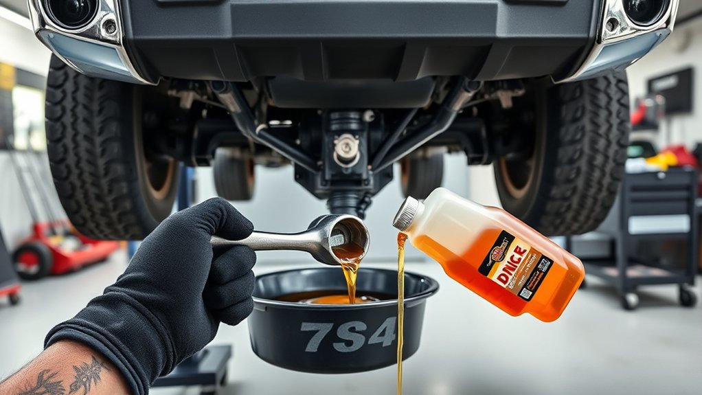 Changing Toyota Tundra transfer case fluid through the drain and fill plugs
