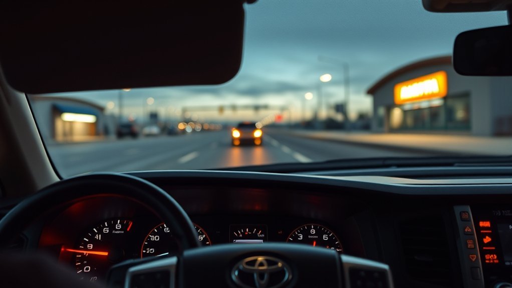 Steady and flashing Toyota Tundra check engine light signals on the dashboard