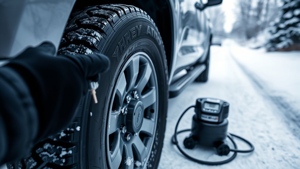 Using a tire-pressure gauge after a Toyota Tundra TPMS warning