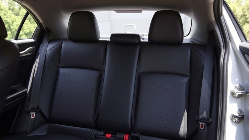 child seat being installed in a Toyota Camry rear seat