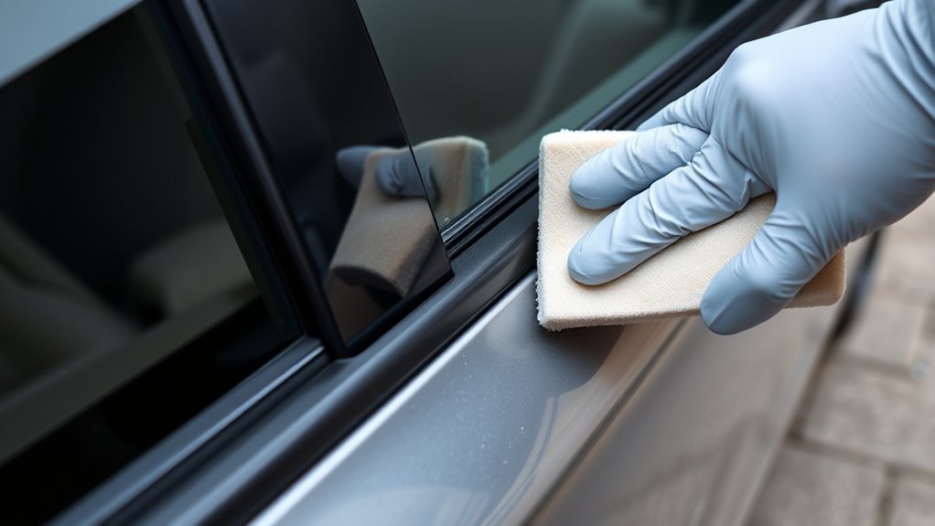 Cleaning faded black exterior plastic trim on a Toyota Camry