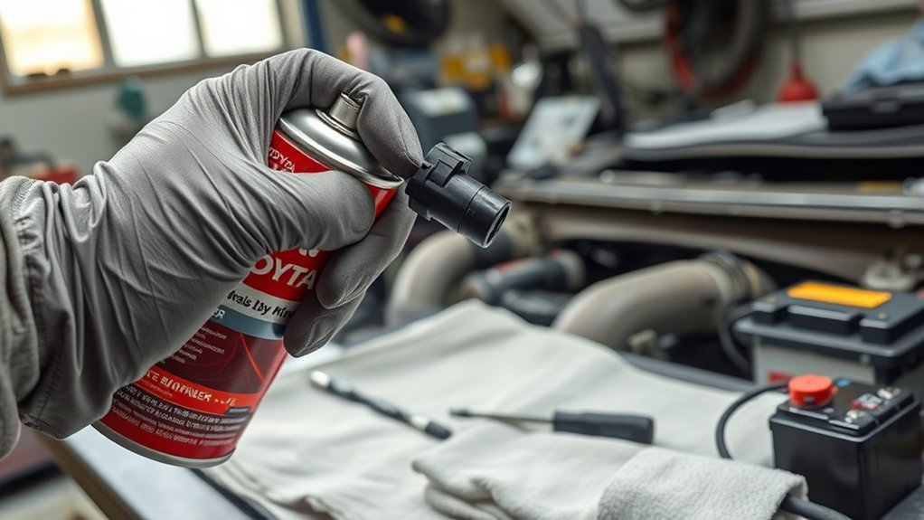 Spraying Toyota Tacoma MAF sensor with cleaner safely