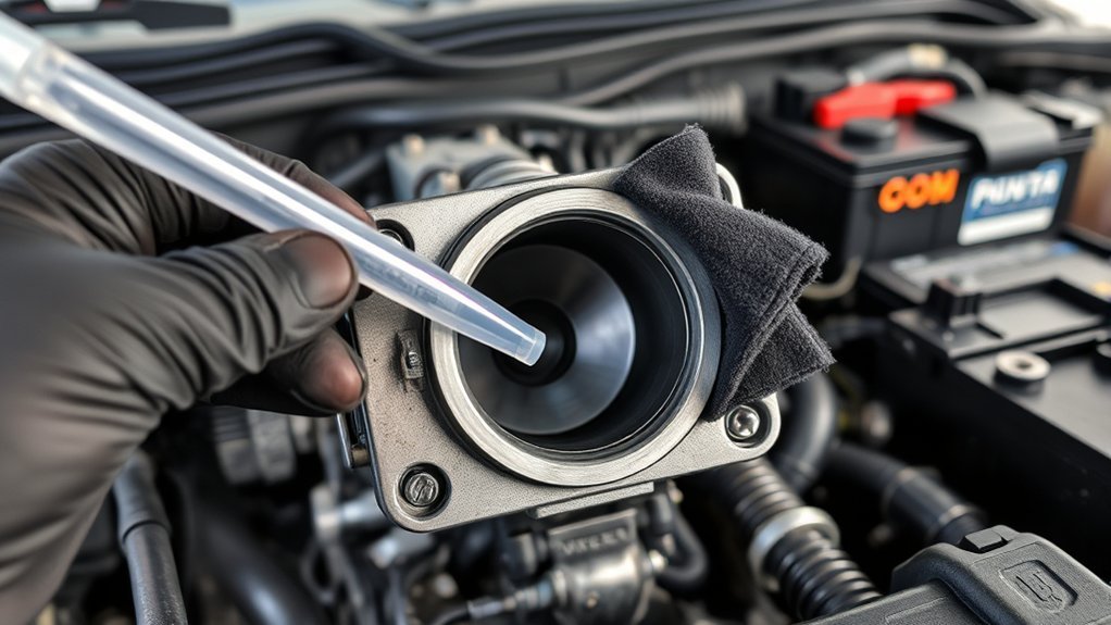Toyota Tacoma throttle body cleaning access in the engine bay