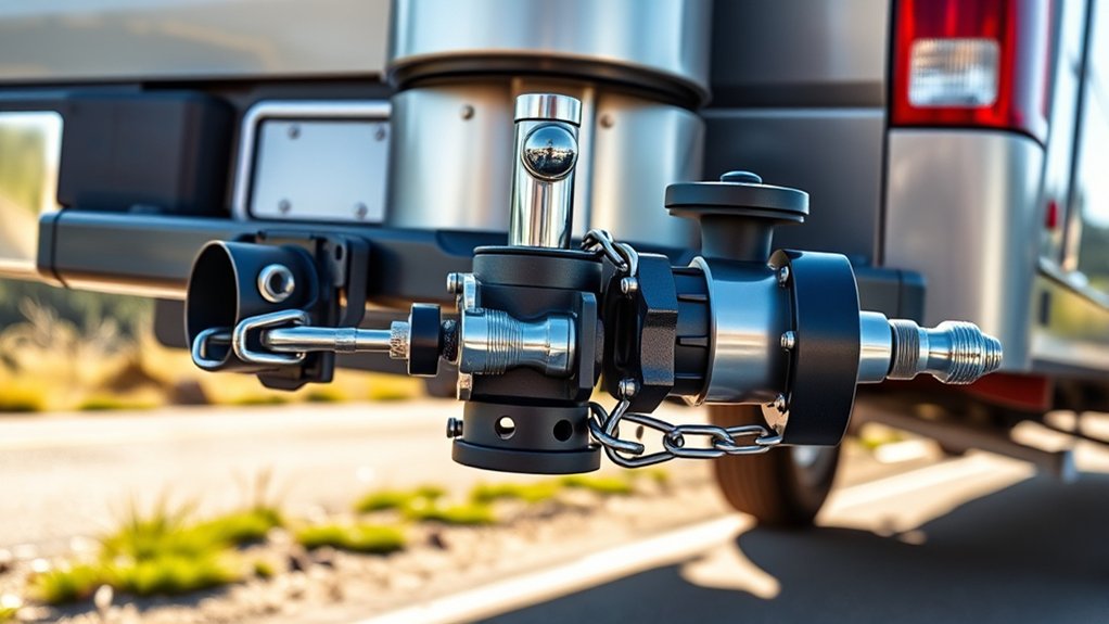 Weight distribution hitch and sway-control system installed together on a conventional trailer