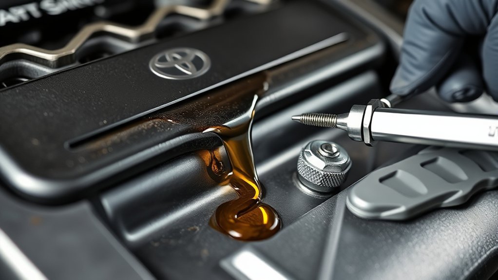 Common Toyota Camry engine oil leak points around gaskets and seals