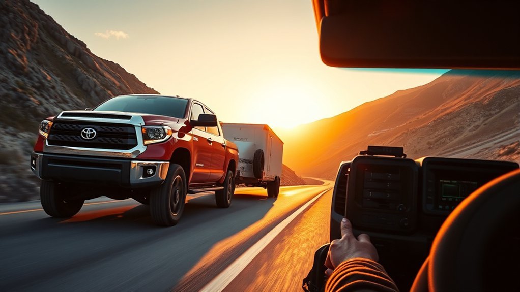 Toyota Tundra carrying heavy cargo with Tow Haul mode selected