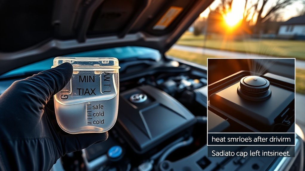Checking coolant level as part of Toyota Tacoma cooling-system maintenance