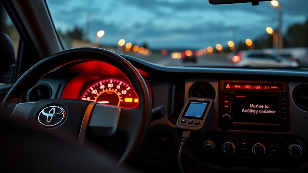 OBD-II diagnostic scanner used to troubleshoot a Toyota Tacoma