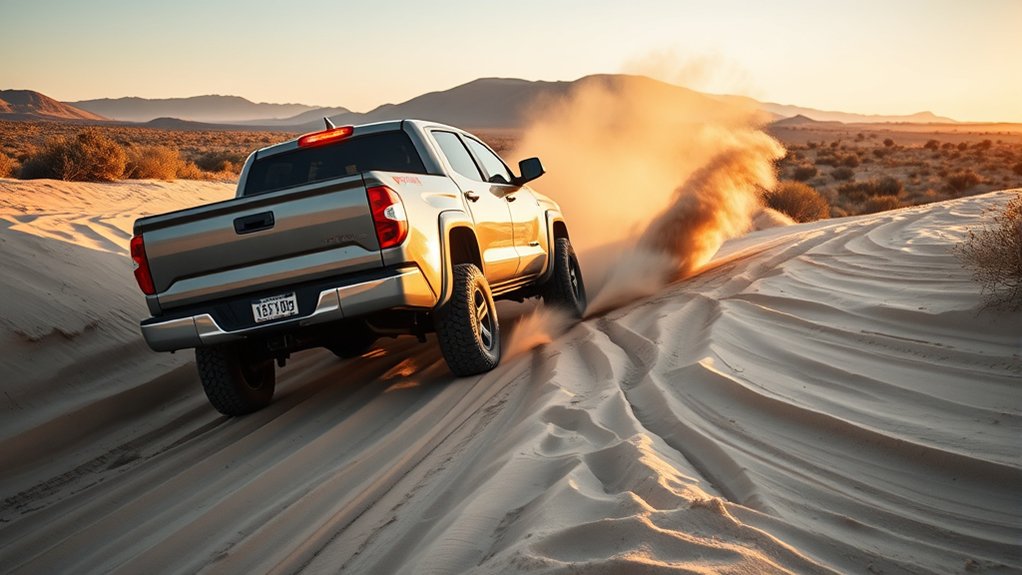 Toyota Tundra using reduced traction-control intervention on loose off-road terrain