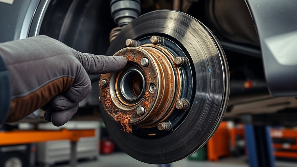 Toyota Camry driver responding safely to possible wheel bearing failure