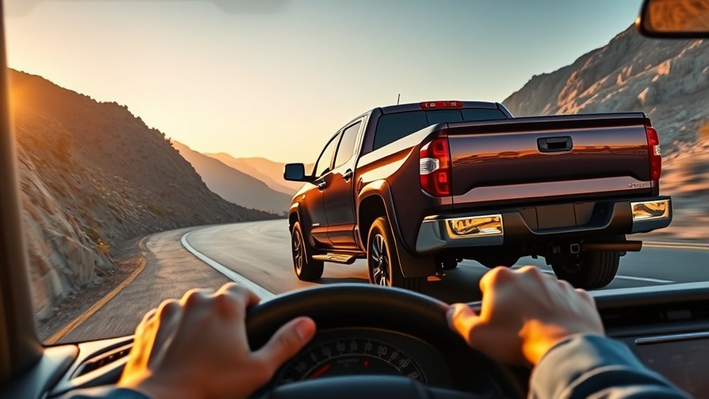 Toyota Tundra driver using smooth acceleration and varied road speeds